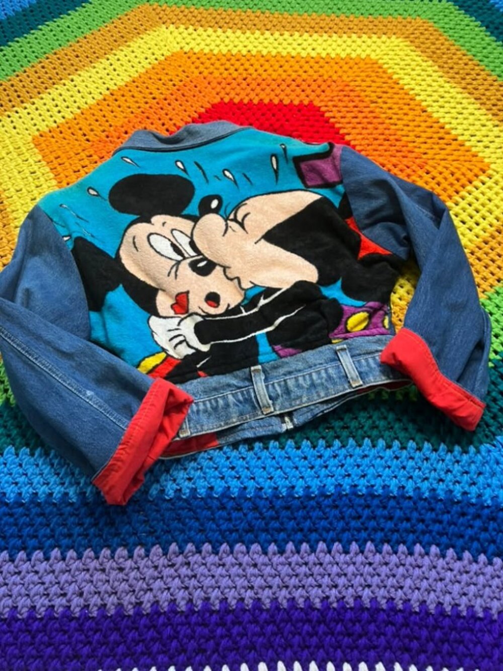 KIDS 90's Vintage Guetta Brothers Disney Denim Blue Jean Terry Bomber Jacket